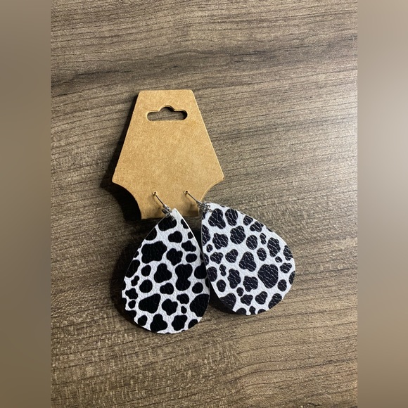 Cow Print Water Drop Earrings - Picture 1 of 3